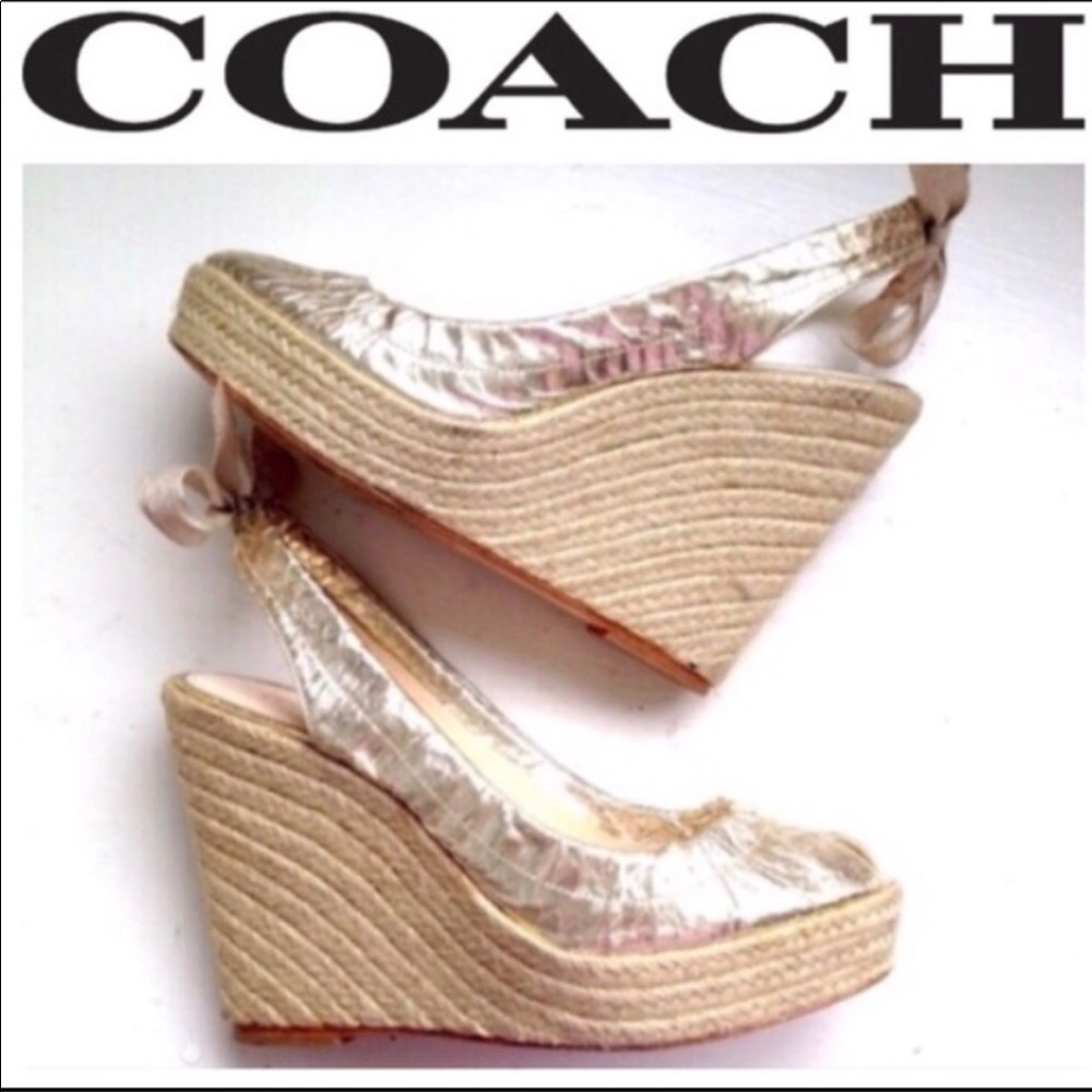 Coach Gold metallic Espadrilles wedge